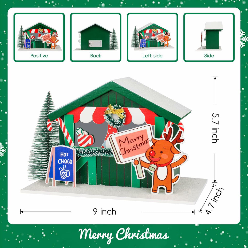 [Like New] Zqoyn LED Christmas Village House Decor Set Deer Indoor Table Decor