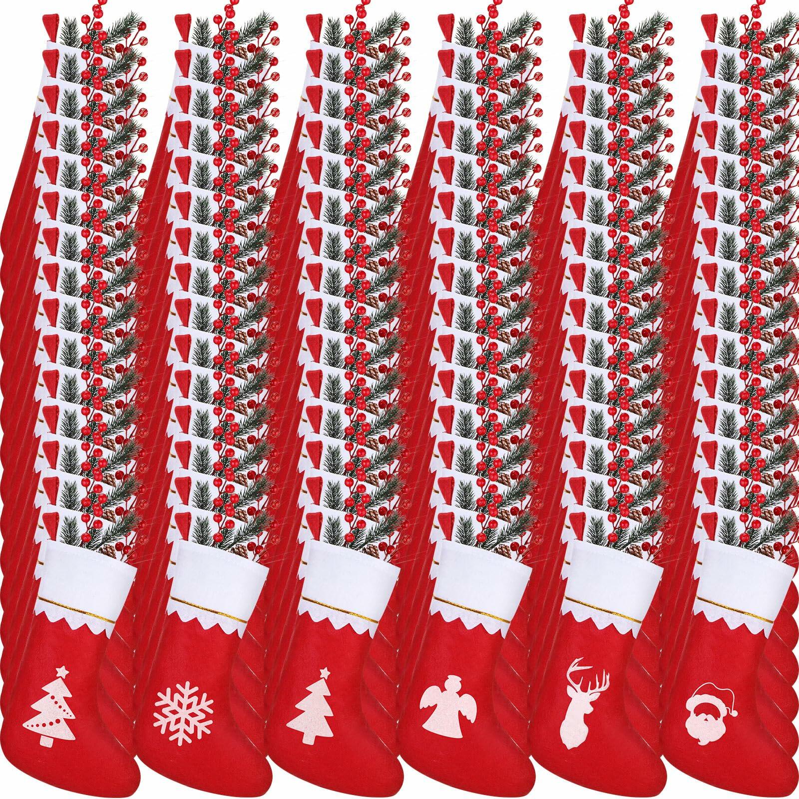 Zubebe 200 Pcs Red Felt Christmas Stockings Rustic Xmas Decor 15 Inch