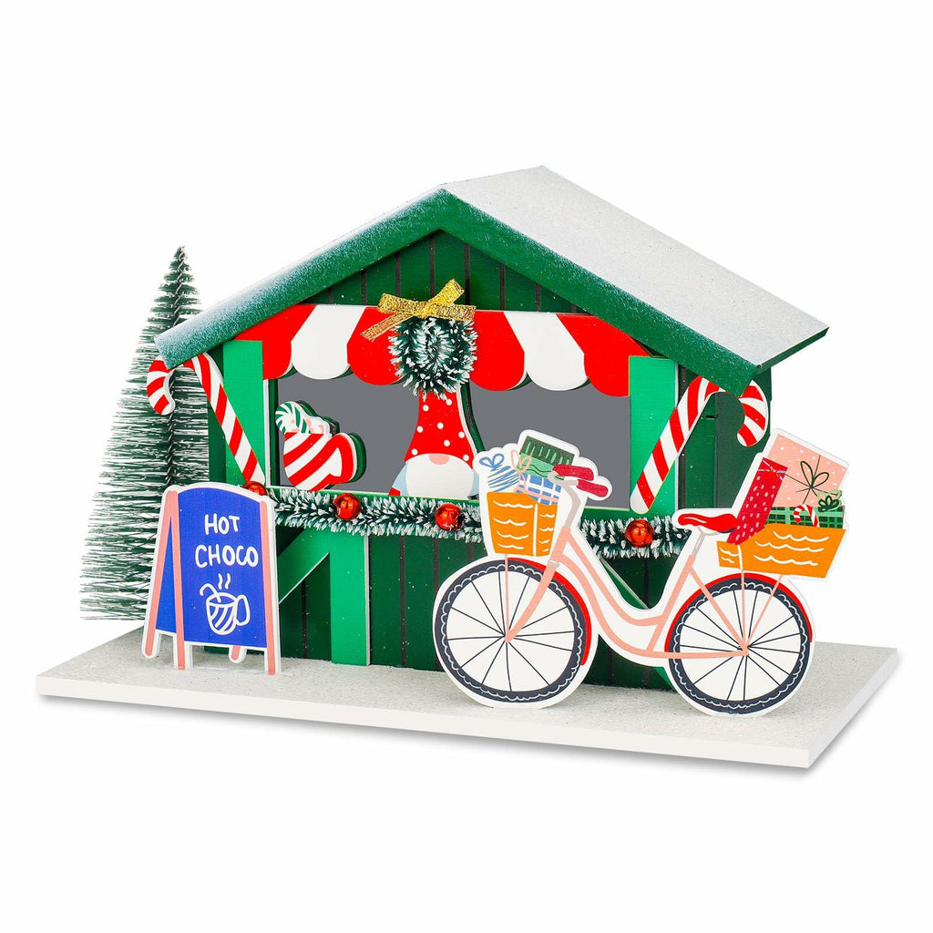 [Like New] Zqoyn LED Lighted Christmas Village Set Indoor Table Decor Bicycle