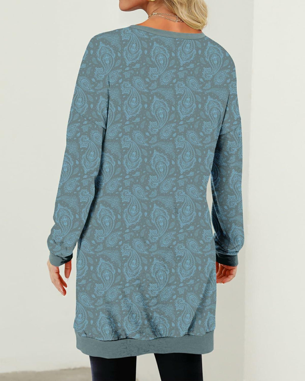 KISSMODA Women's Long Sleeve Tunic Top Casual with Pockets Size M