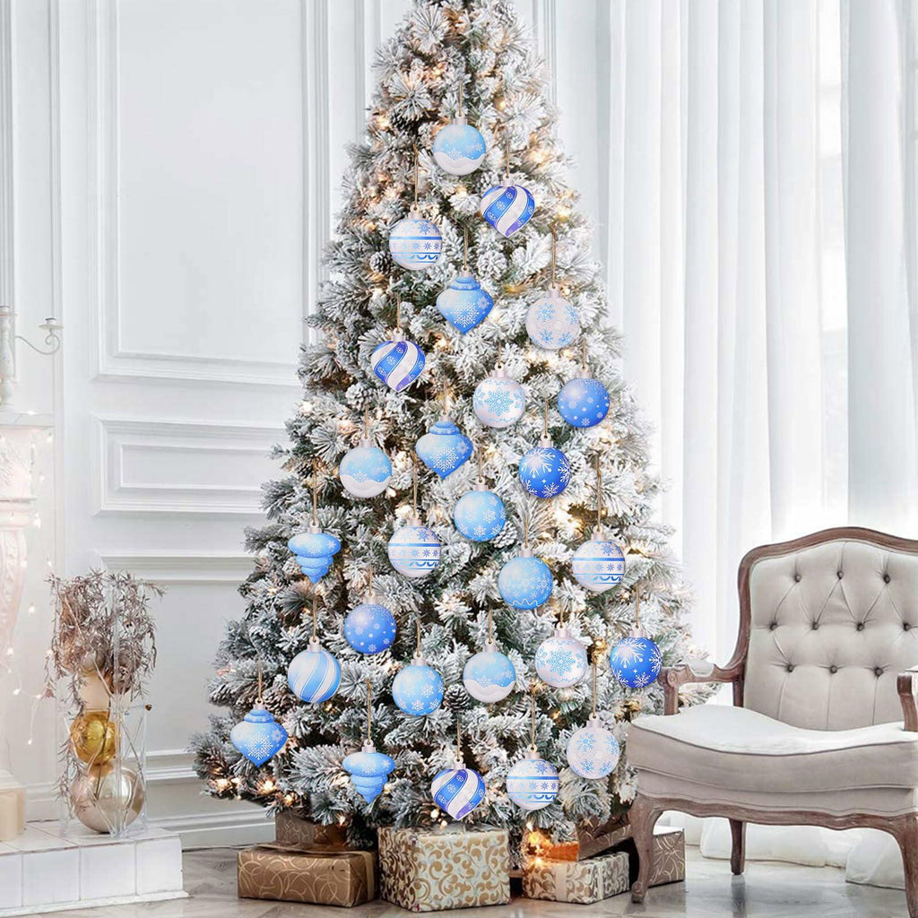 HOWAF 36pcs Wooden Snowflake Ball Ornaments Xmas Tree Decorations