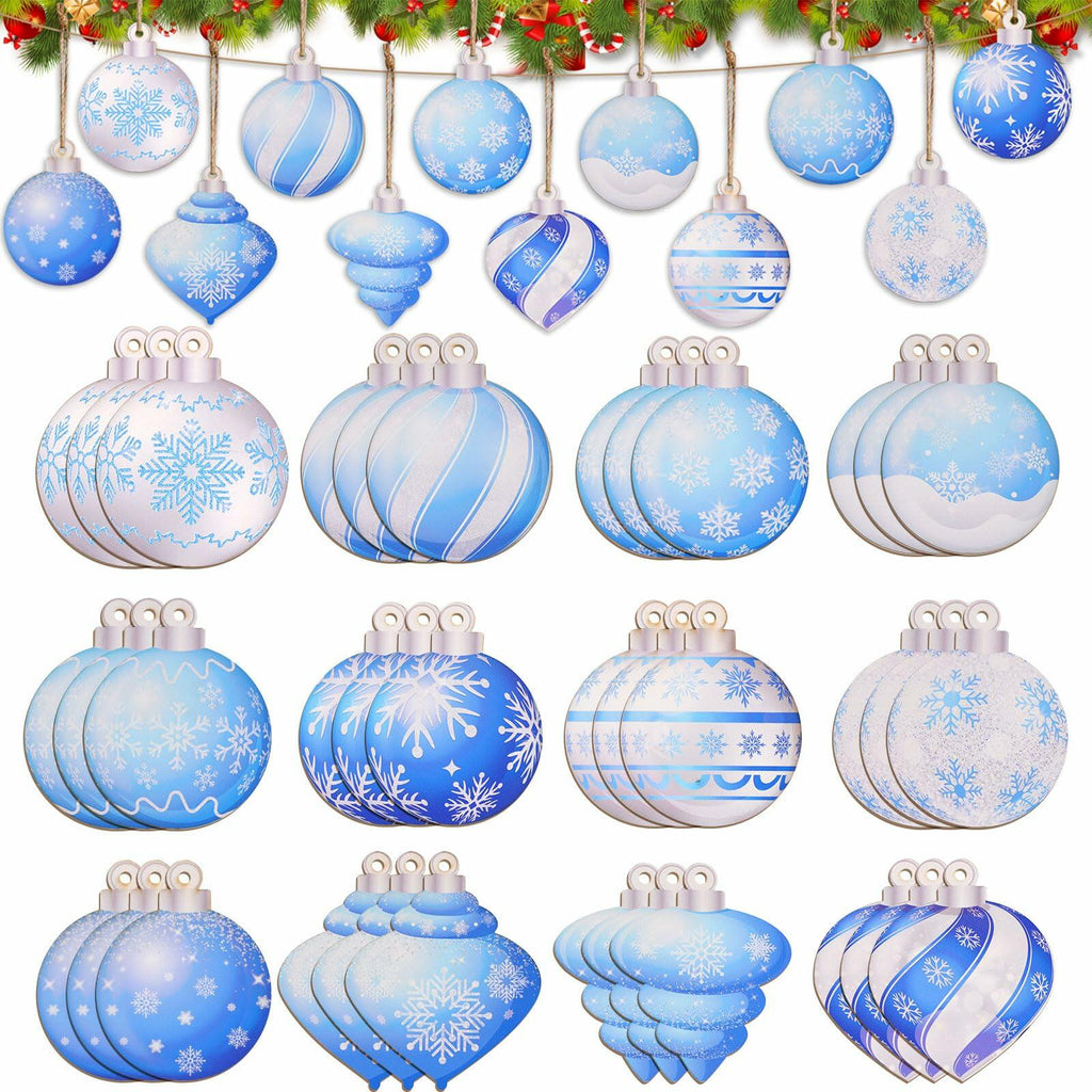 HOWAF 36pcs Wooden Snowflake Ball Ornaments Xmas Tree Decorations