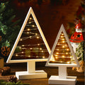 Cinnvoice Wood Christmas Tree with Lights Set of 2 White 13.4" & 9.8"