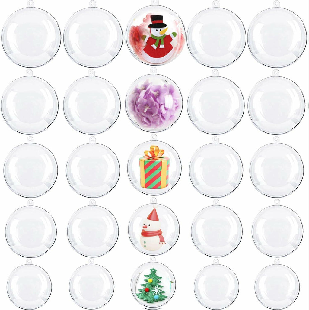 [Like New] Ranchbtn Clear Plastic Fillable Ornaments 25 Pcs 5 Sizes Transparent DIY