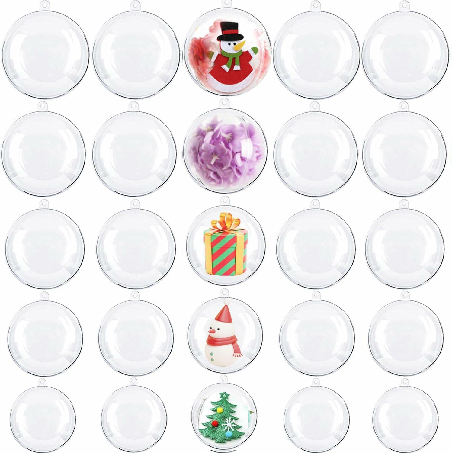 [Like New] Ranchbtn Clear Plastic Fillable Ornaments 25 Pcs 5 Sizes Transparent DIY