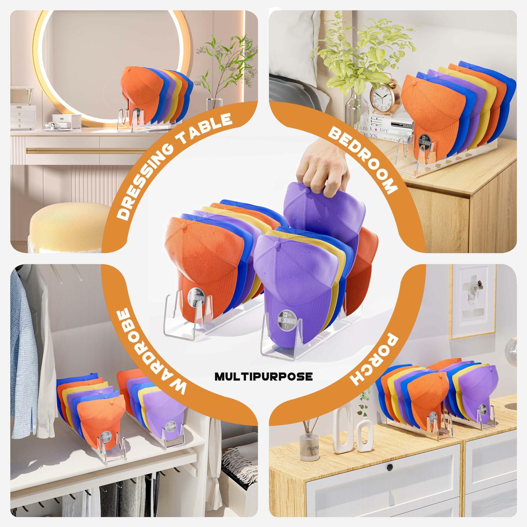 [Like New] BOMALLY Acrylic Hat Stand Organizer Clear 2 Pack Holds 14 Baseball Caps