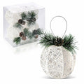 [Like New] Christmas Ball Ornaments 4pc Set White Pinecone Rattan Thread String 4.7"