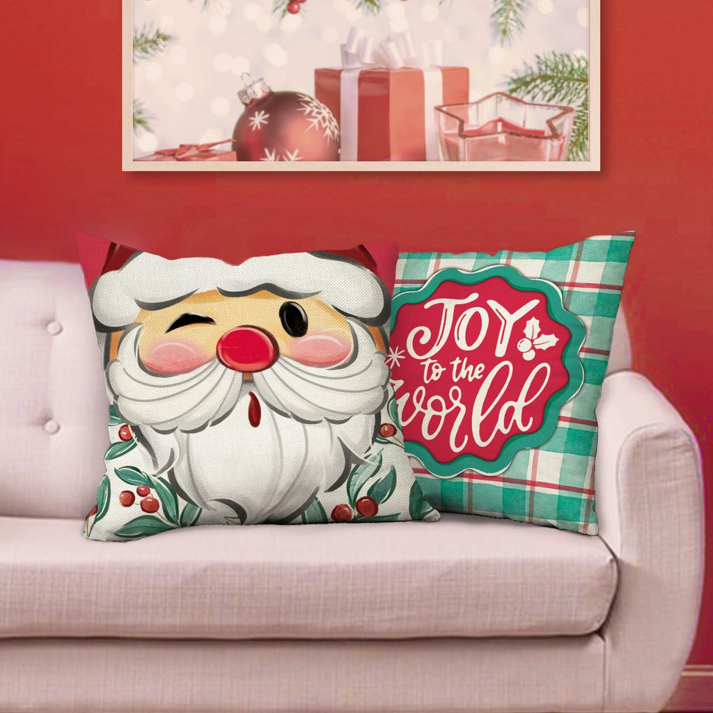 Fjfz Christmas Santa Mrs Claus Throw Pillow Covers 16x16 Green Set of 4
