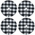 4 Pack Christmas Tree Skirt 15" Black White Buffalo Plaid Holiday Decor
