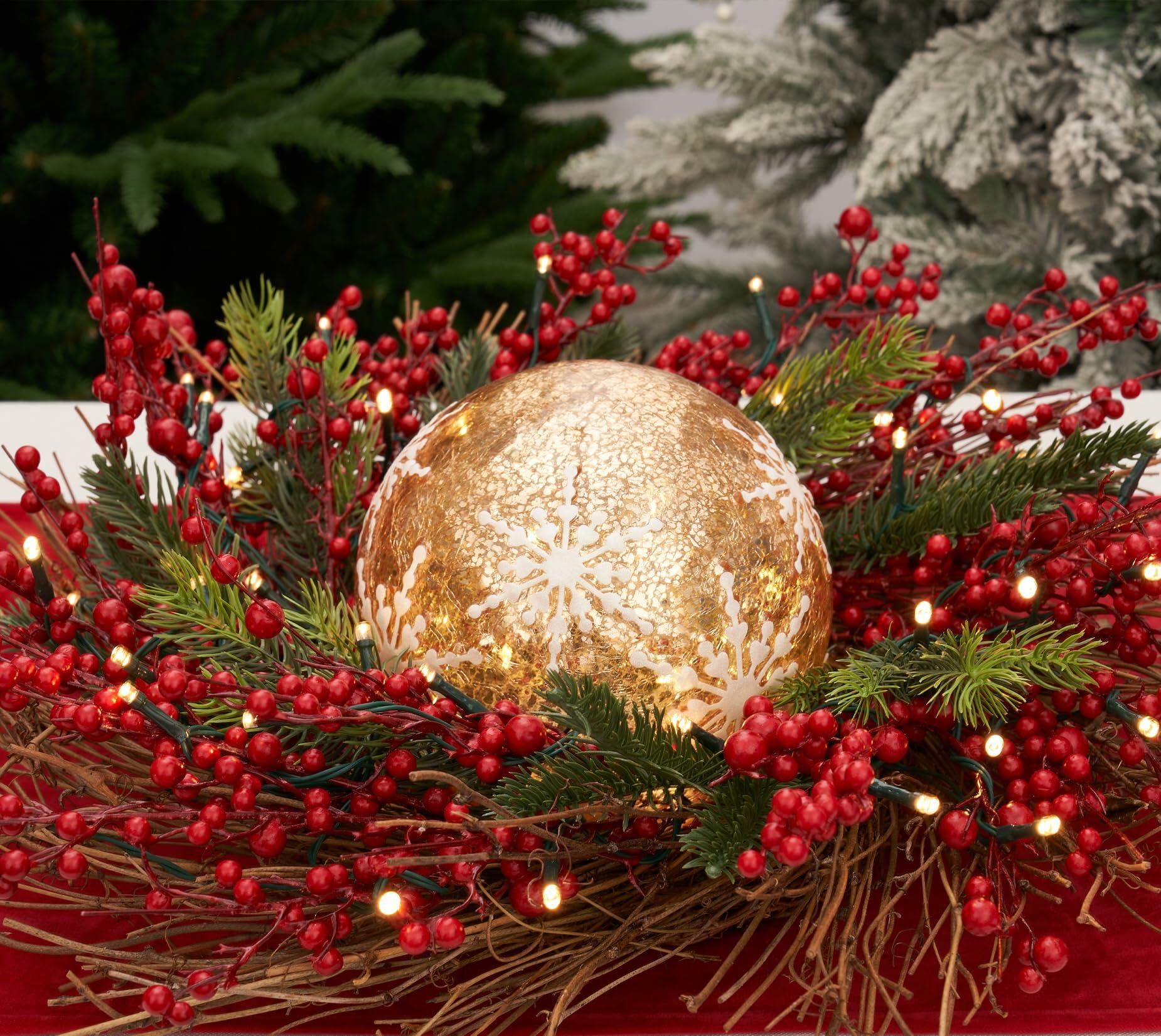 Diahom Christmas Table Decorations 6in Champagne Gold Snowflake Ball