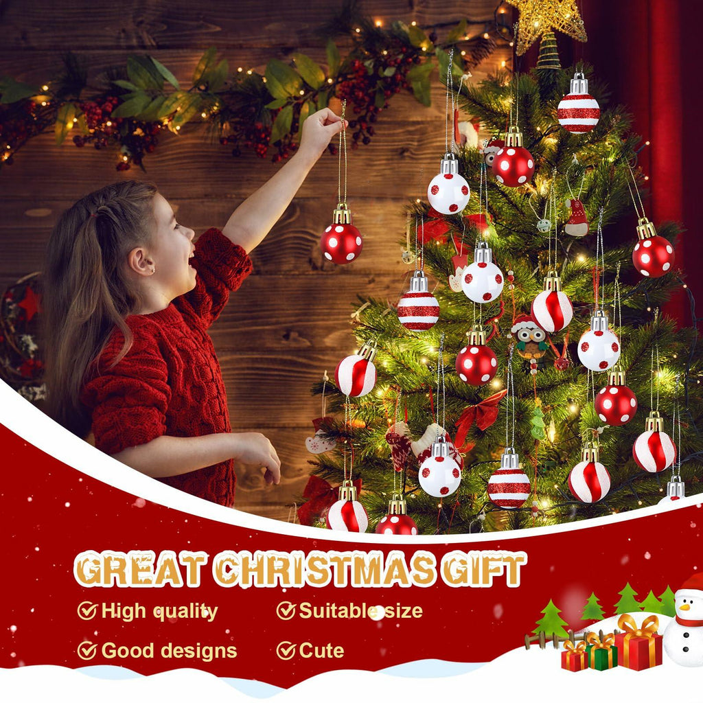 Shappy 72 Pc Mini Red Christmas Ball Ornaments 1.2 Inch Xmas Decor