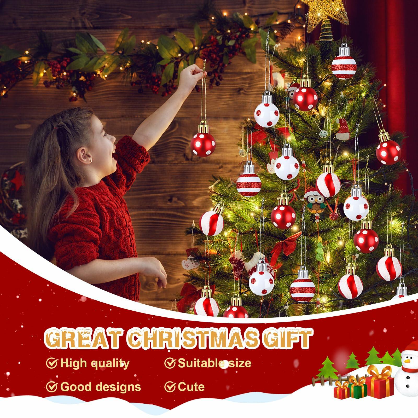 Shappy 72 Pc Mini Red Christmas Ball Ornaments 1.2 Inch Xmas Decor