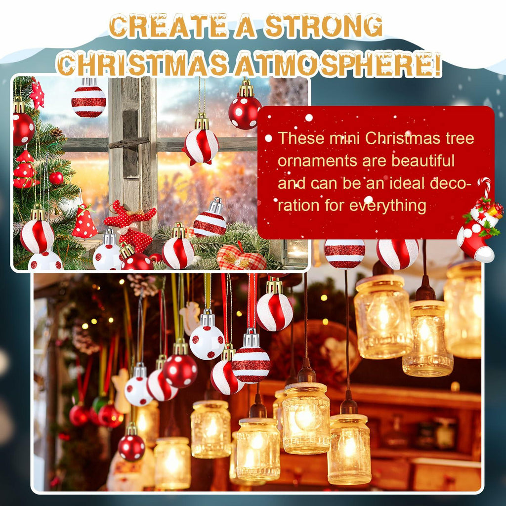 Shappy 72 Pc Mini Red Christmas Ball Ornaments 1.2 Inch Xmas Decor