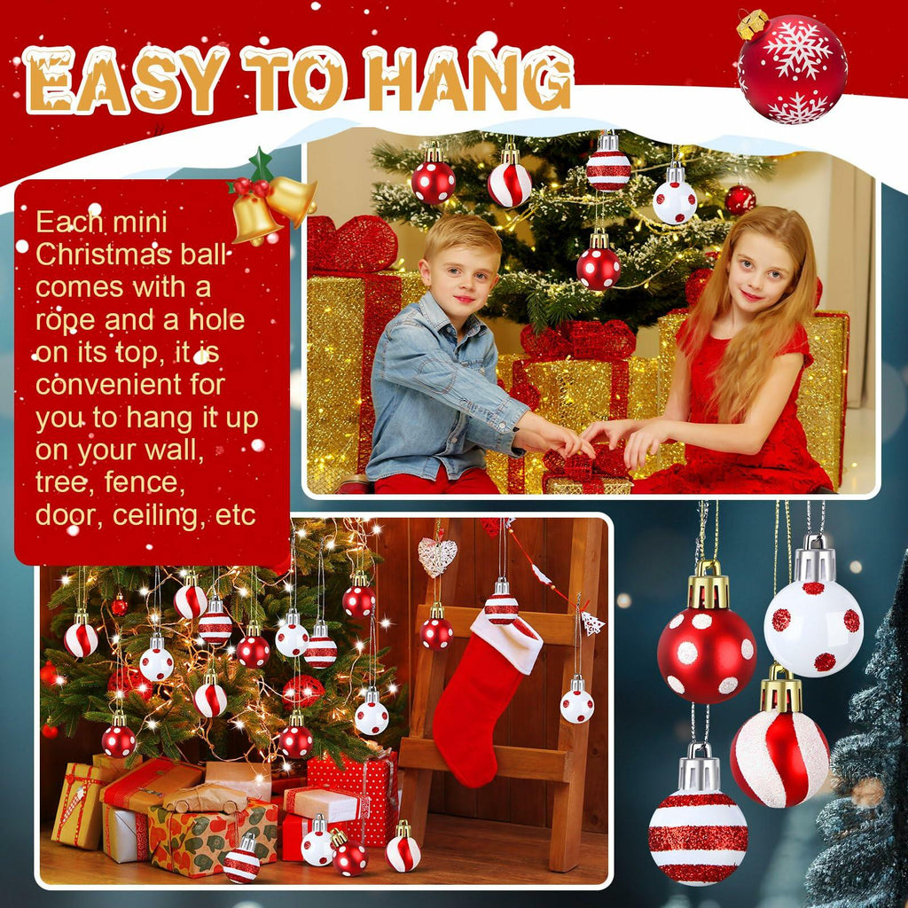 Shappy 72 Pc Mini Red Christmas Ball Ornaments 1.2 Inch Xmas Decor