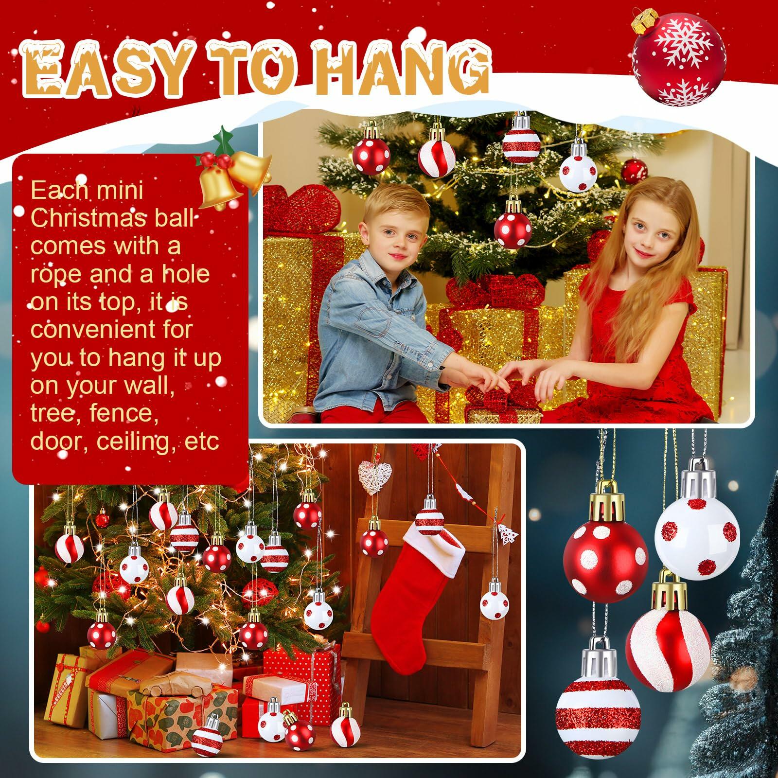 Shappy 72 Pc Mini Red Christmas Ball Ornaments 1.2 Inch Xmas Decor