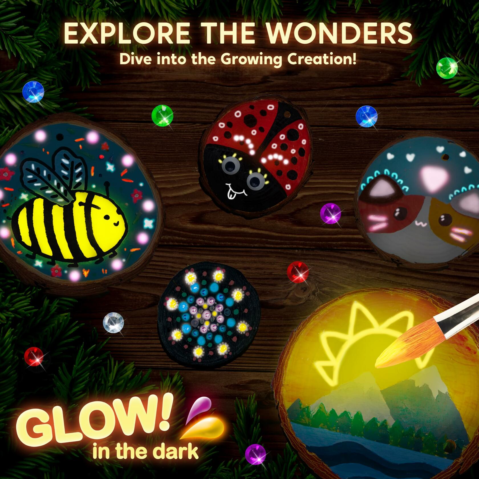 [Like_new] Klever Kits Wooden Painting Craft Kit Glow in Dark Wood Slices Kids Ages 6-12