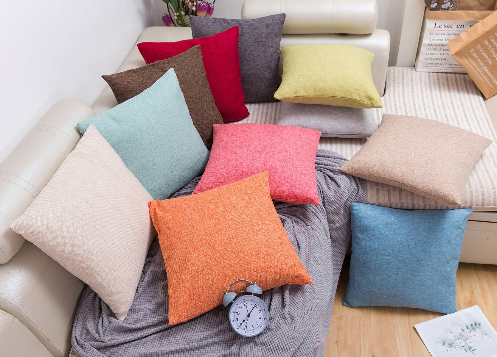 Jepeak Linen Throw Pillow Covers 16x24 Inch Pack of 2 Light Teal