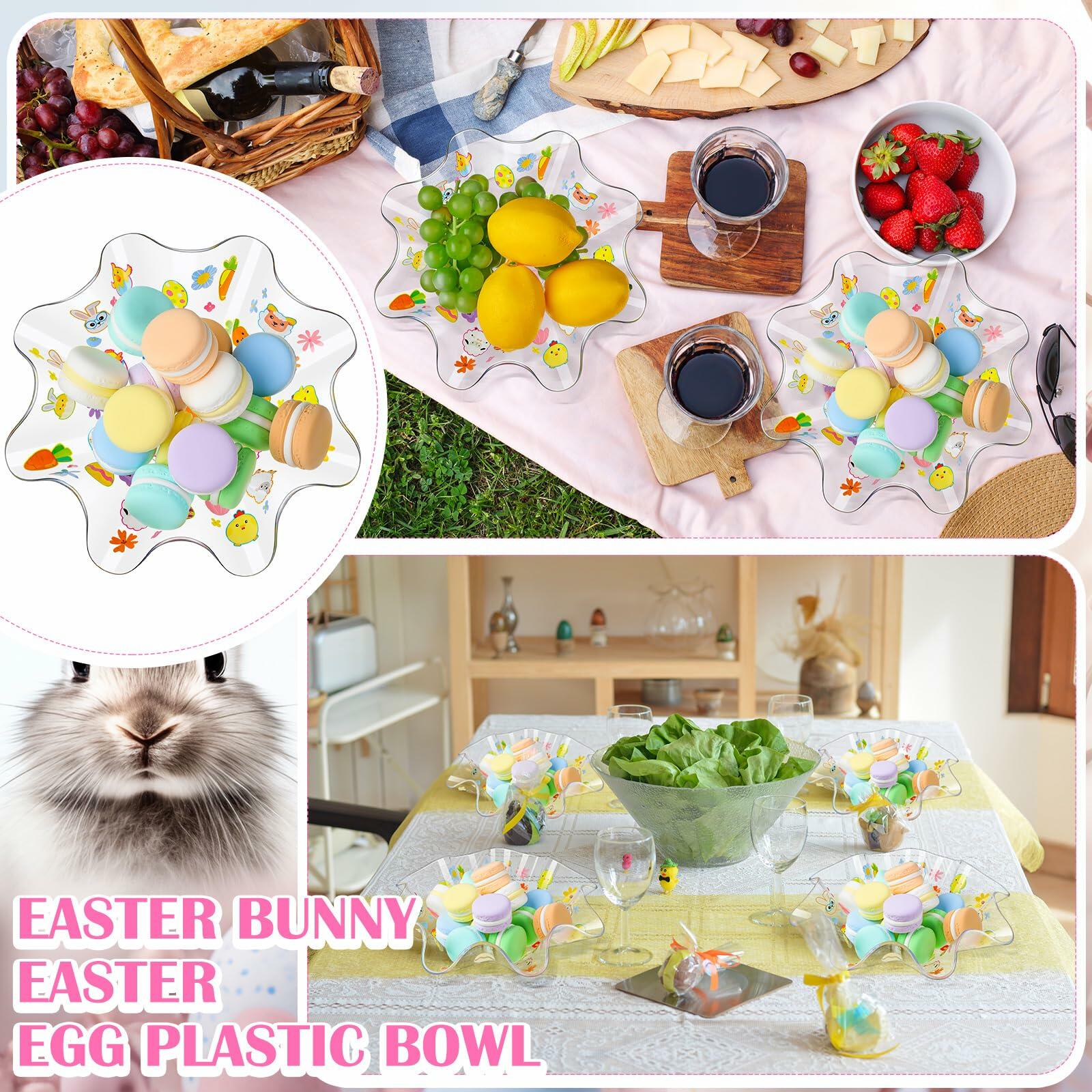 [Like New] Tioncy 4 Pcs Easter Bowls Egg Serving Plastic Candy Dish 8.3in Set