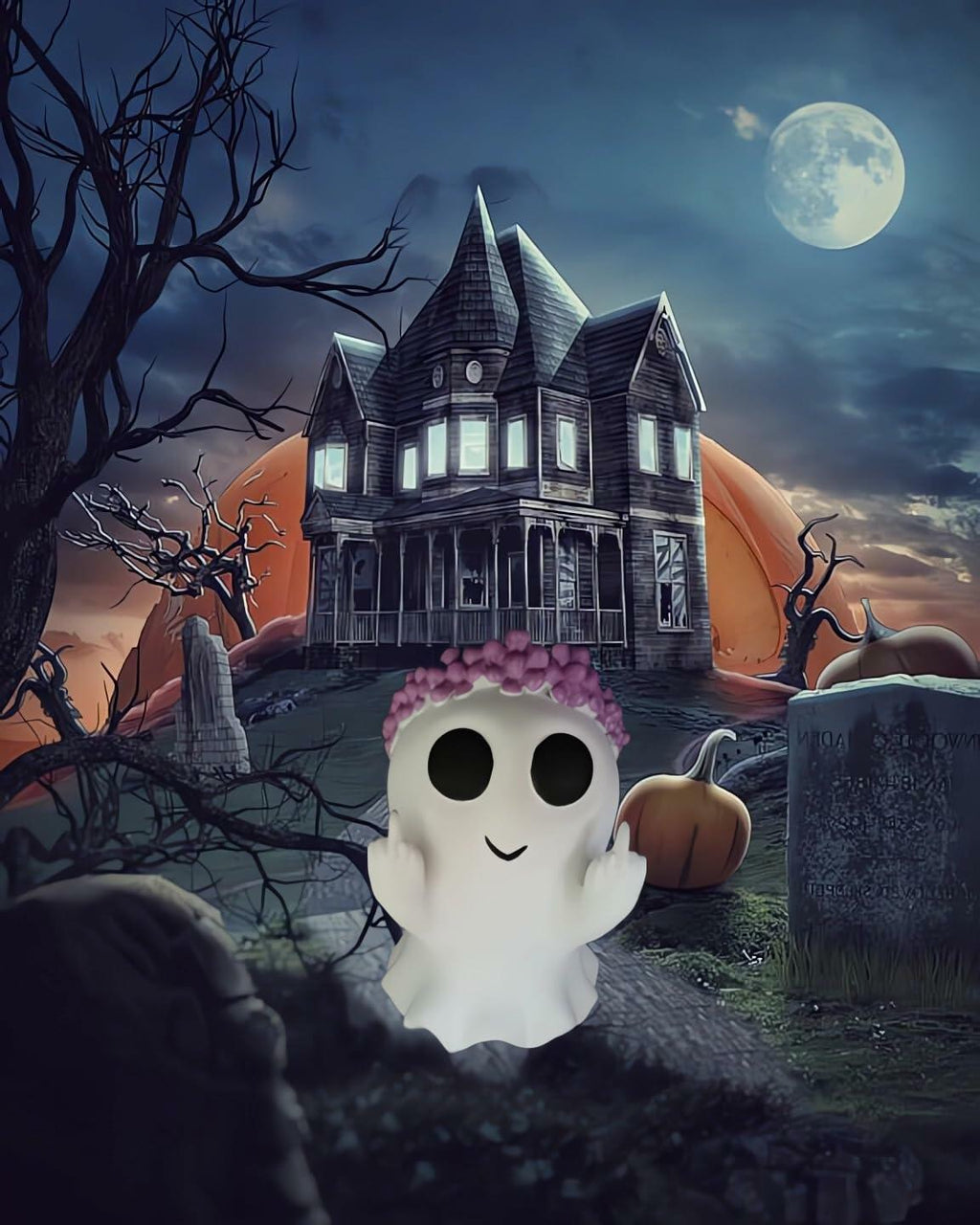 PIYFVX Ghost Statue Spooky Figurine Decor Halloween Christmas 4x3.9x5.9 inch