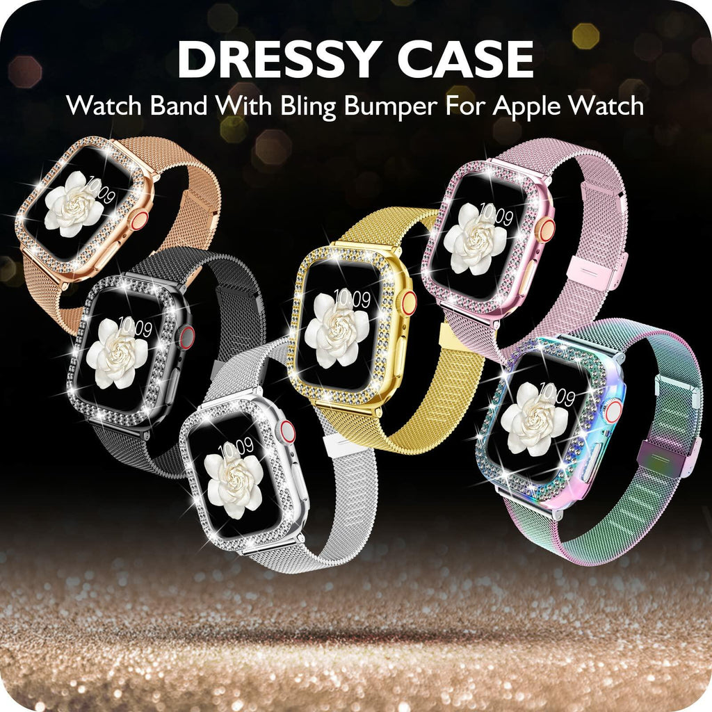 DABAOZA Apple Watch Band Crystal Rhinestone Case Mesh Strap 38mm Starlight