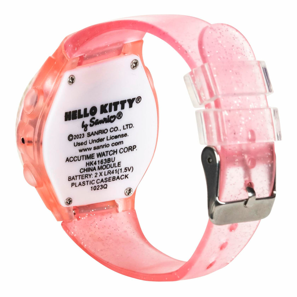 [Like_new] Sanrio Hello Kitty Kids LCD Watch Pink Glitter Strap Adjustable Fit 5.5-8"