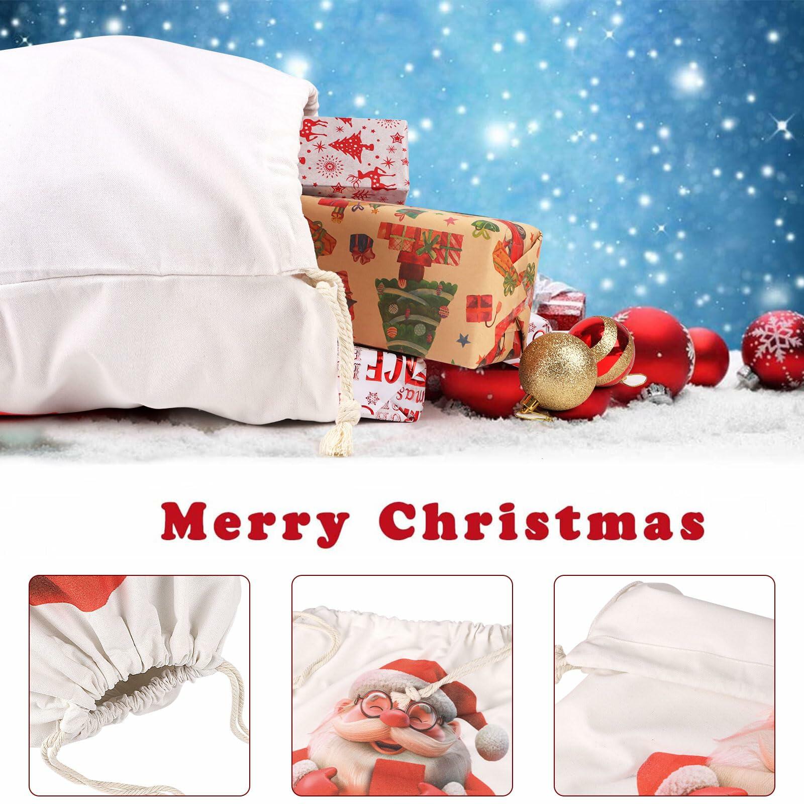 CCINEE Canvas Santa Sack 27x20in Red Drawstring Personalized Letter A