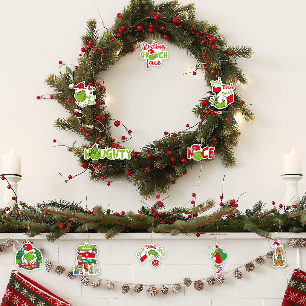 Whoville Christmas Tree Ornaments 13 Pack Wooden Hanging Decorations