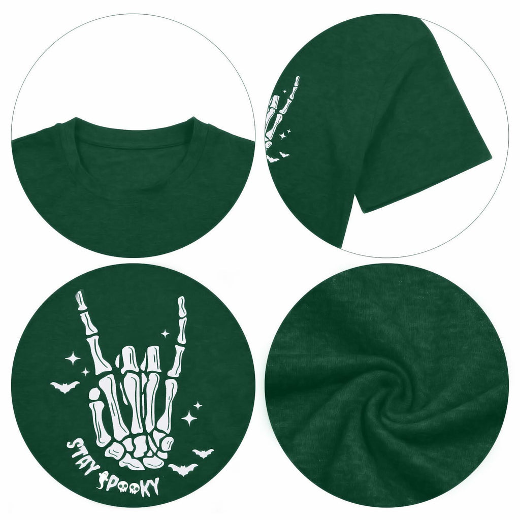 Halloween Oversize T-Shirt Women Cute Spooky Graphic Ghost Tee Green Size L
