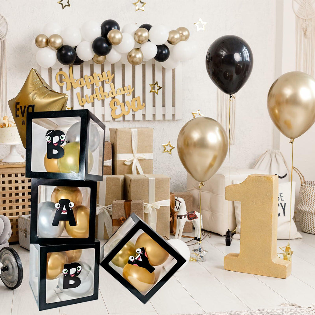 [Like New] Onteftshop Baby Boxes Letters Clear Black 4pcs Party Decorations