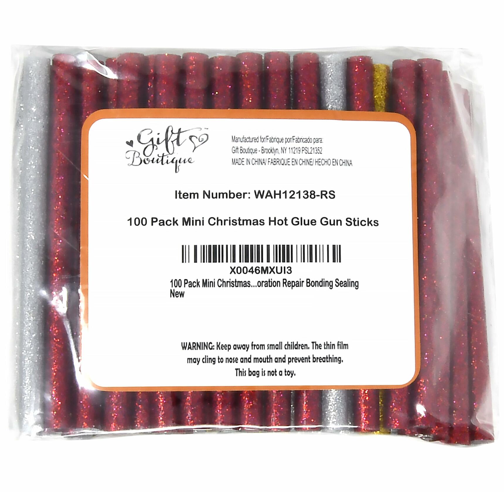 Gift Boutique 100 Pack Mini Christmas Hot Glue Gun Sticks 4 Colors 0.27"x4"
