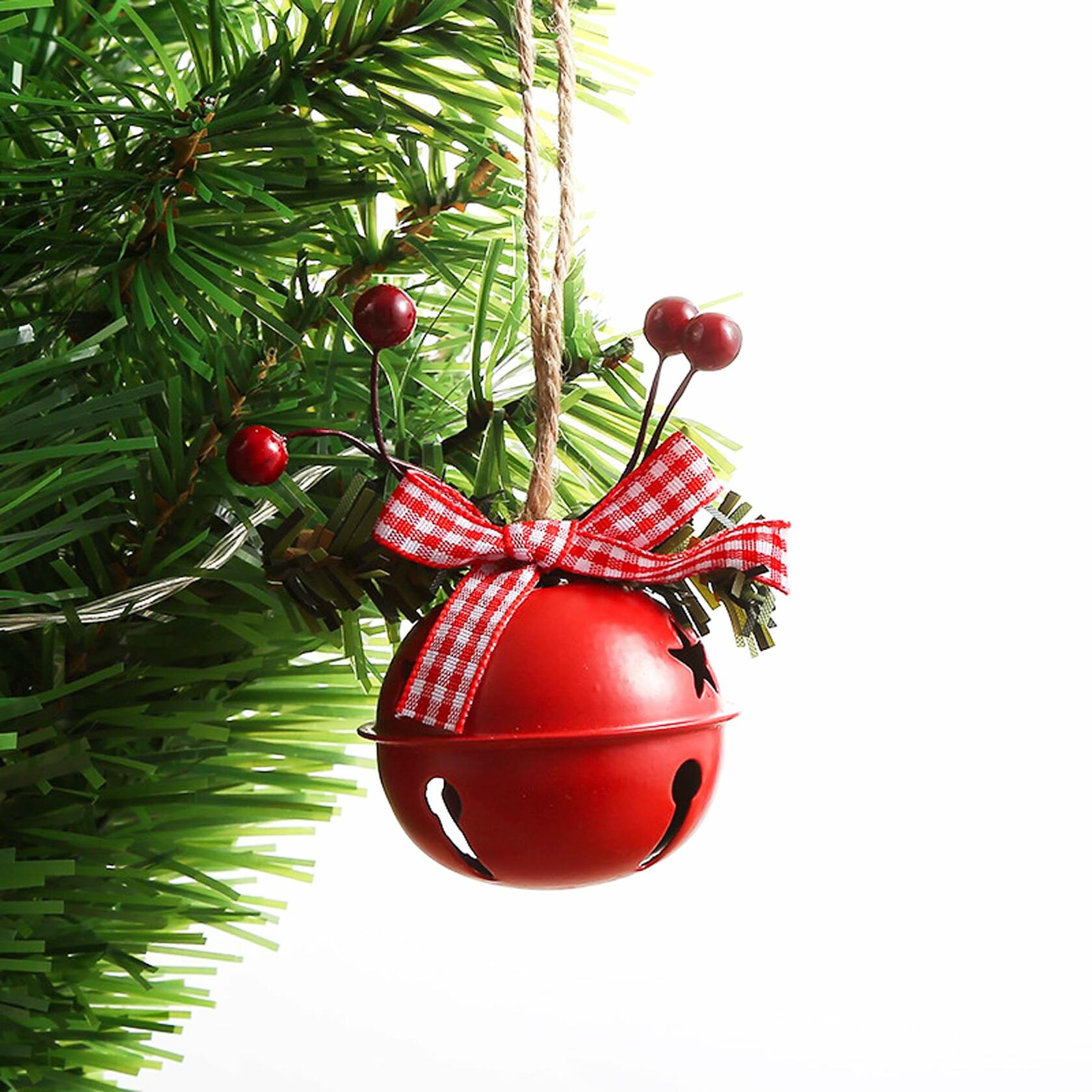 [Like New] 18 PCS Christmas Jingle Bells Ornaments Red White Green Tree Pendant Decor