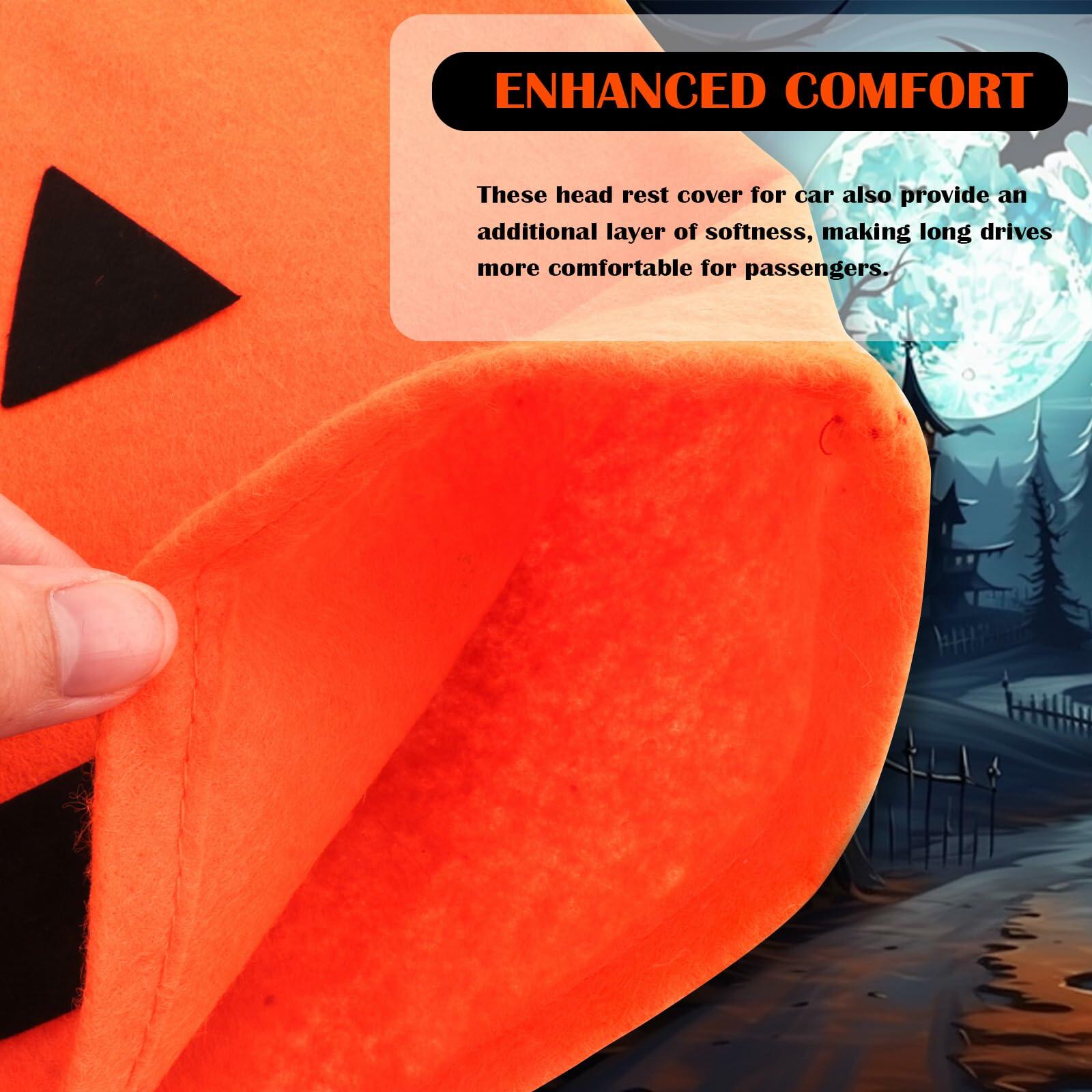 IHOTDER 2PCS Halloween Pumpkin Car Headrest Covers Universal
