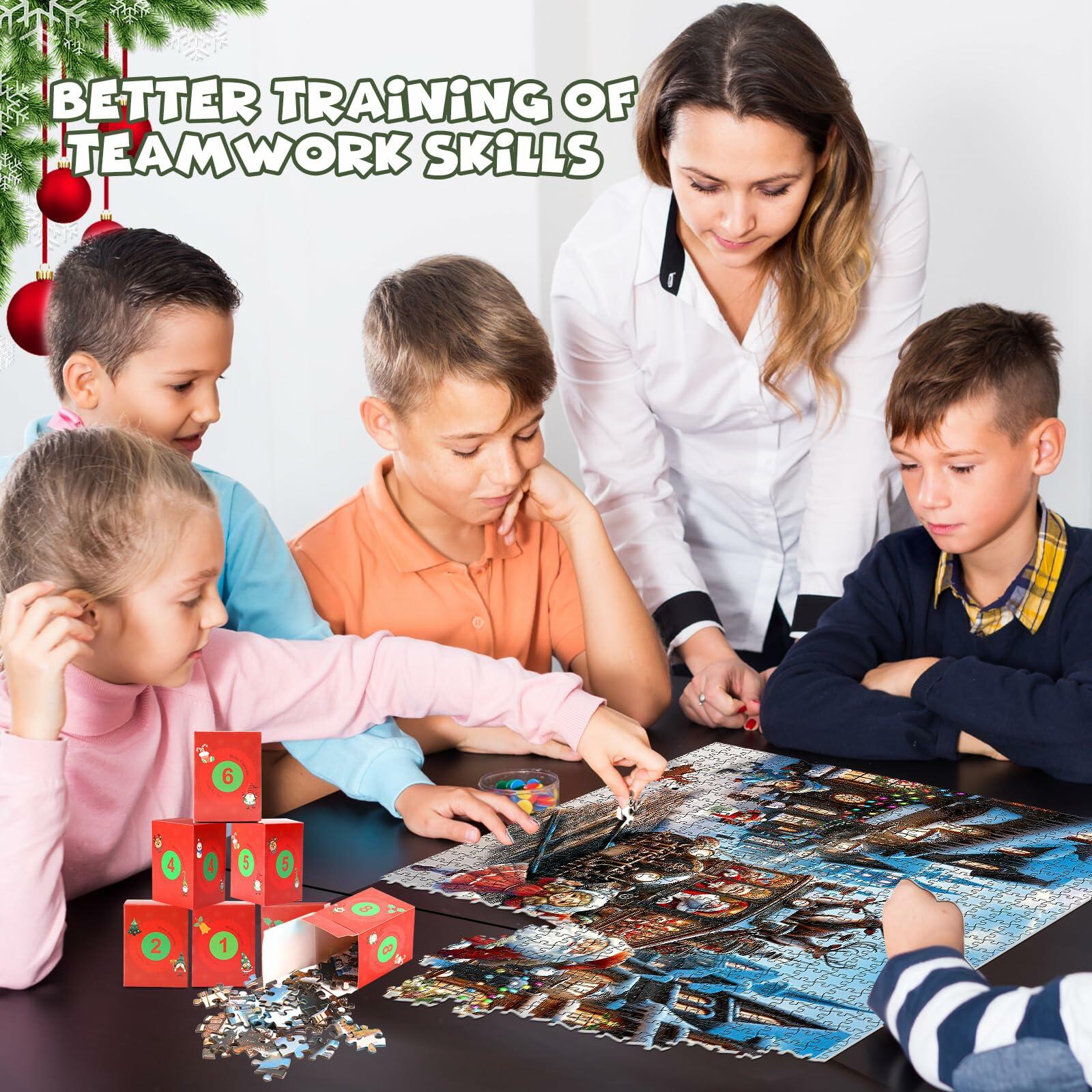 Advent Christmas Puzzle 2024 1008pcs Paper Calendar Holiday Decorative Green