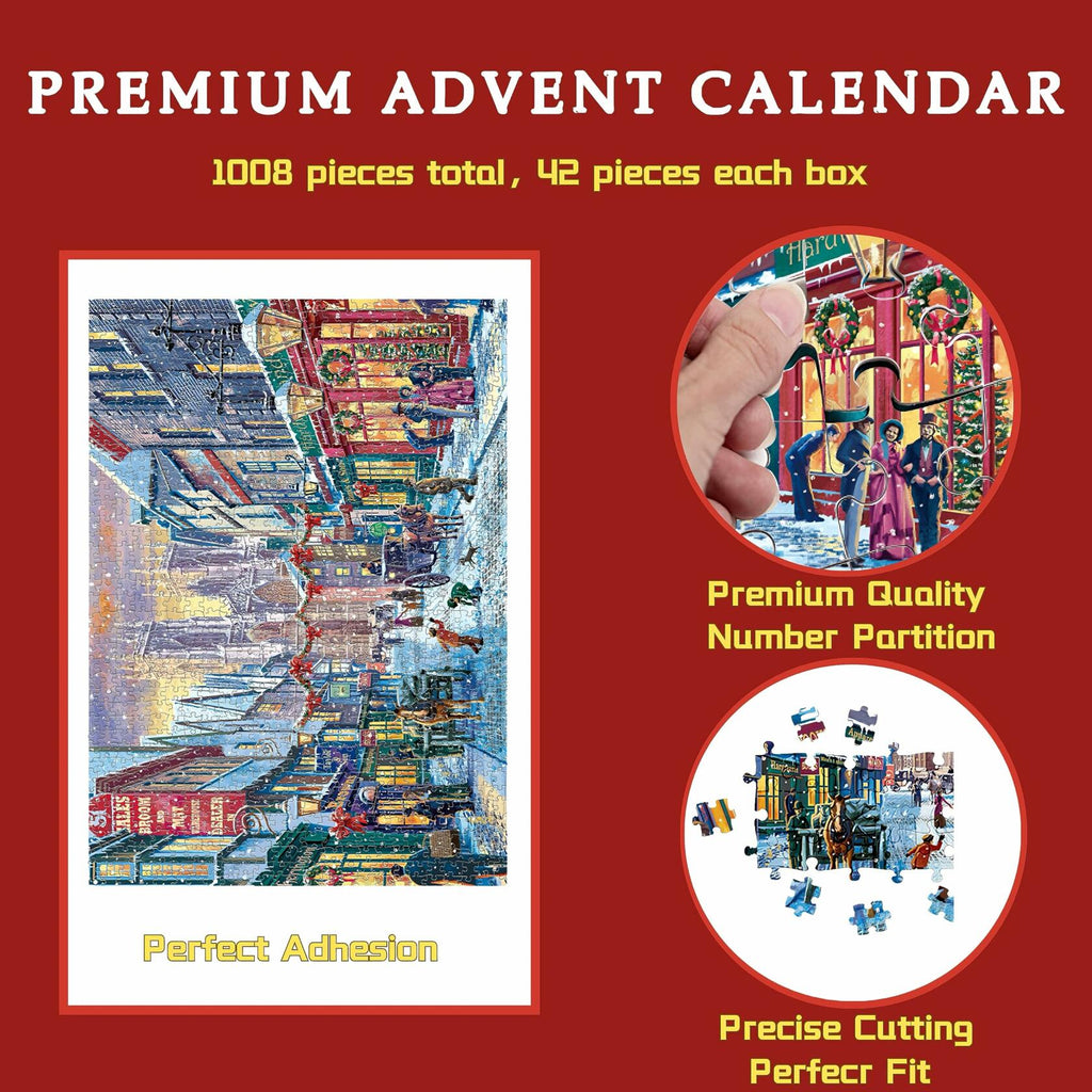FunPaxido Christmas Advent Calendar Jigsaw Puzzle 1008 Pieces 24 Boxes