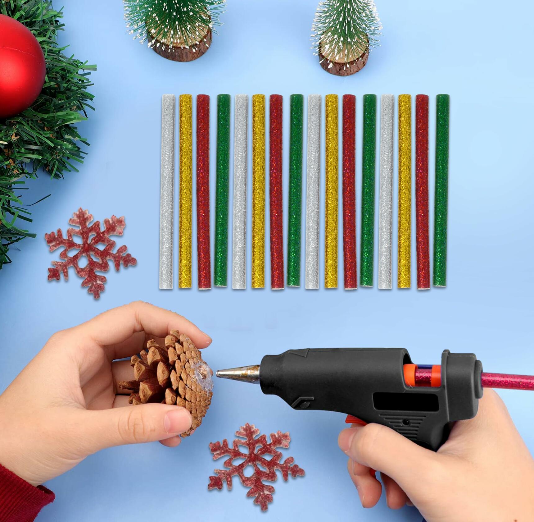 Gift Boutique 100 Pack Mini Christmas Hot Glue Gun Sticks 4 Colors 0.27"x4"