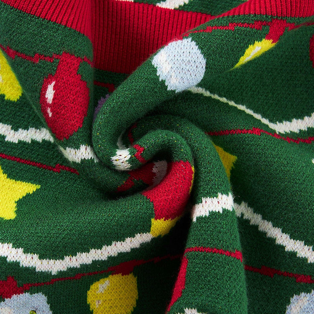 SunFocus Baby Boys Christmas Sweater Romper Green Colorful Lights Size 6-12M