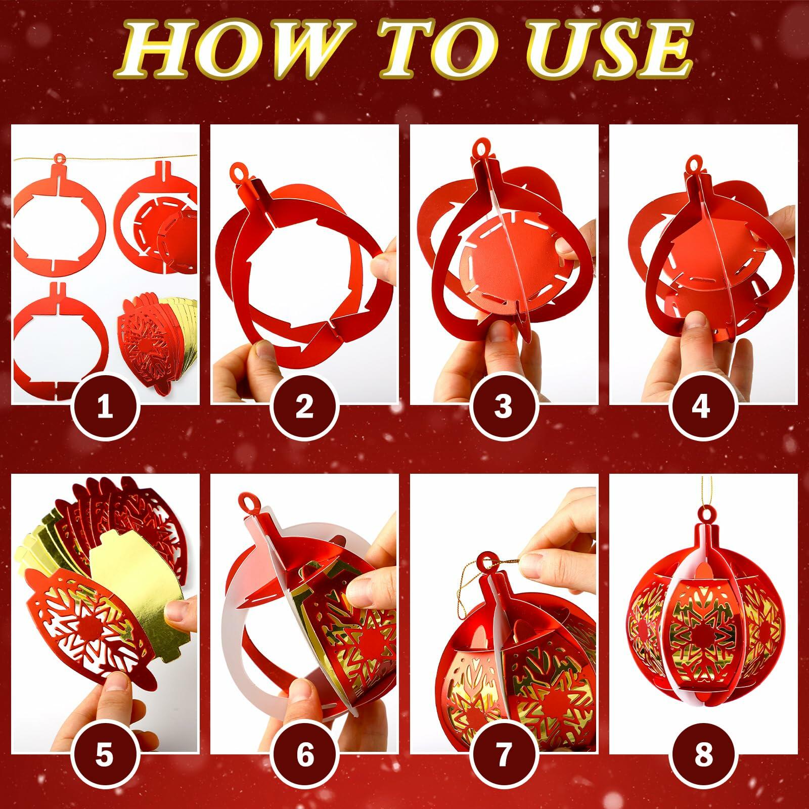 Vercraft 12 Pcs Christmas Tree Balls Ornaments Red Gold Hanging Decor