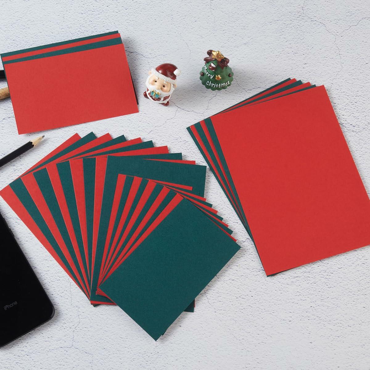 100 Sheets Christmas Cardstock Paper 250 GSM 4x6in Green Red