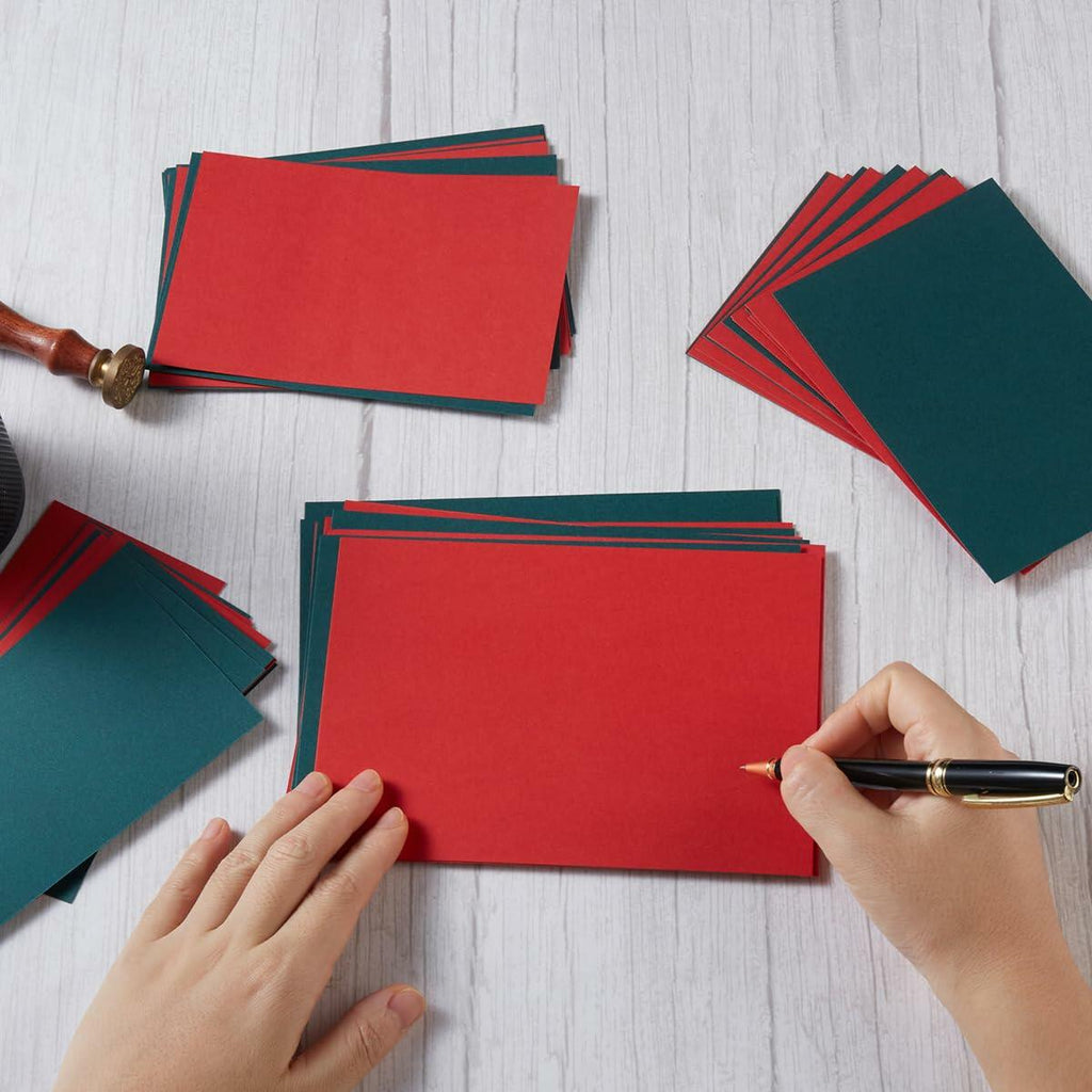 100 Sheets Christmas Cardstock Paper 250 GSM 4x6in Green Red