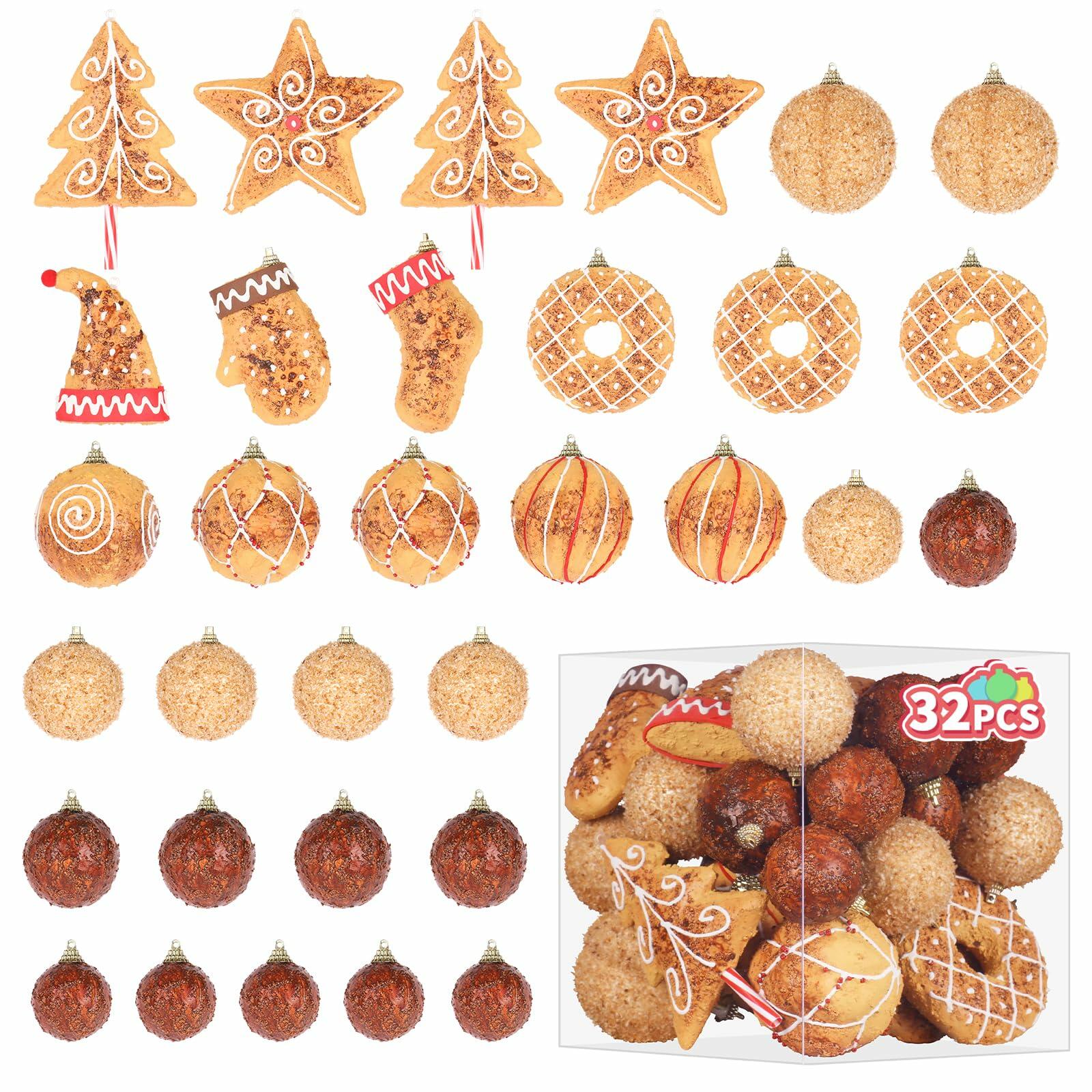 RoseCraft Christmas Ornaments Set 32PCS Shatterproof Multi-Color Hanging Balls