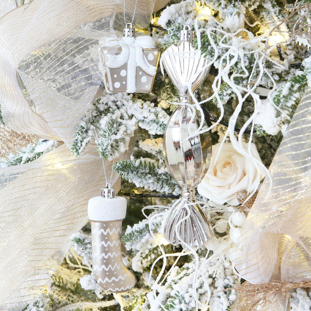 Sea Team 50-Pack Shatterproof Christmas Ball Ornaments Set Silver Xmas