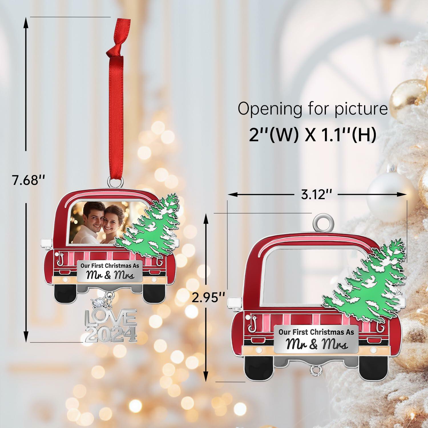 Our First Christmas As Mr and Mrs Photo Ornament Metal Wedding Gift 2024