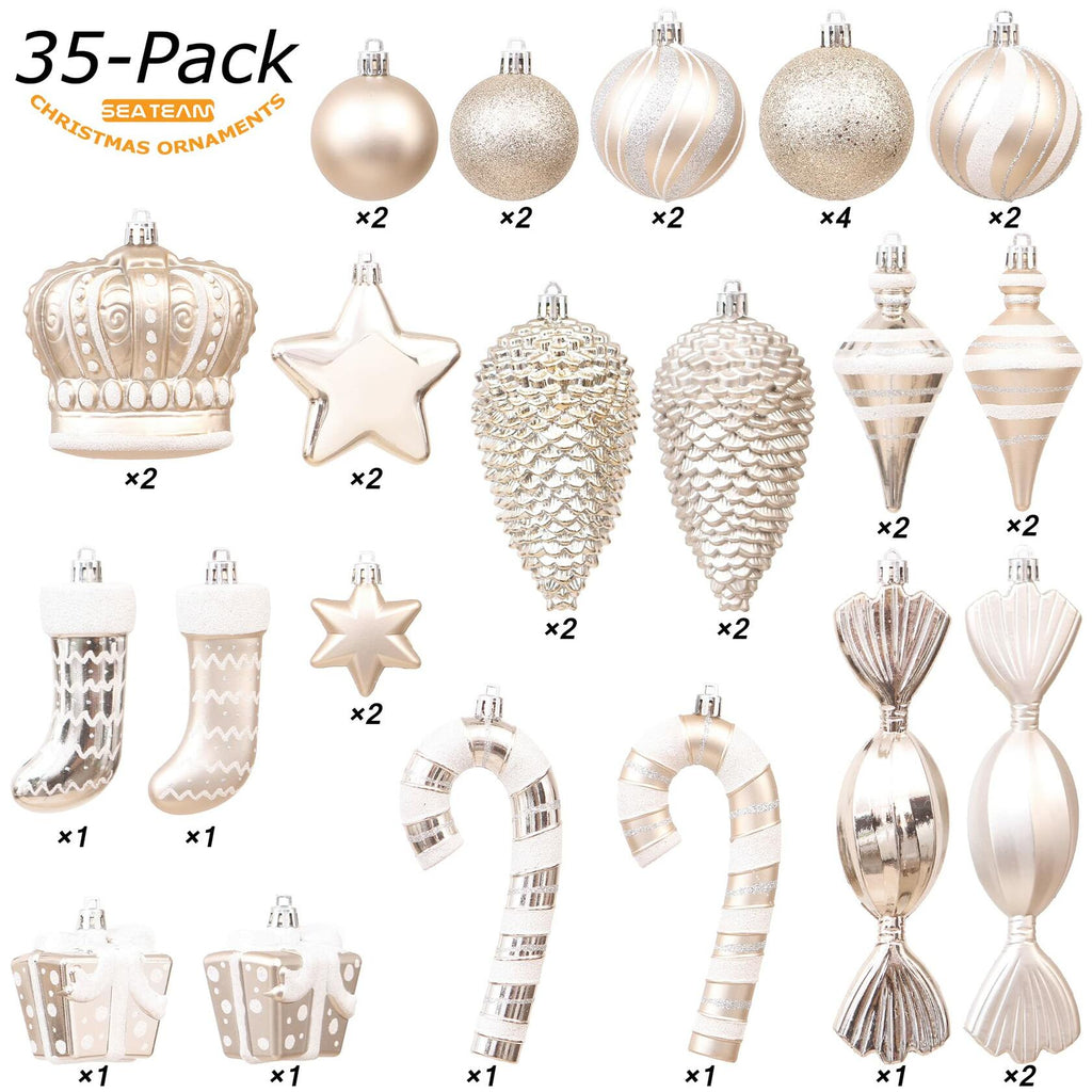 Sea Team 50-Pack Shatterproof Christmas Ball Ornaments Set Silver Xmas