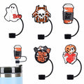 5Pcs Halloween Silicone Skull Ghost Straw Caps for Stanley 30&40oz Tumbler