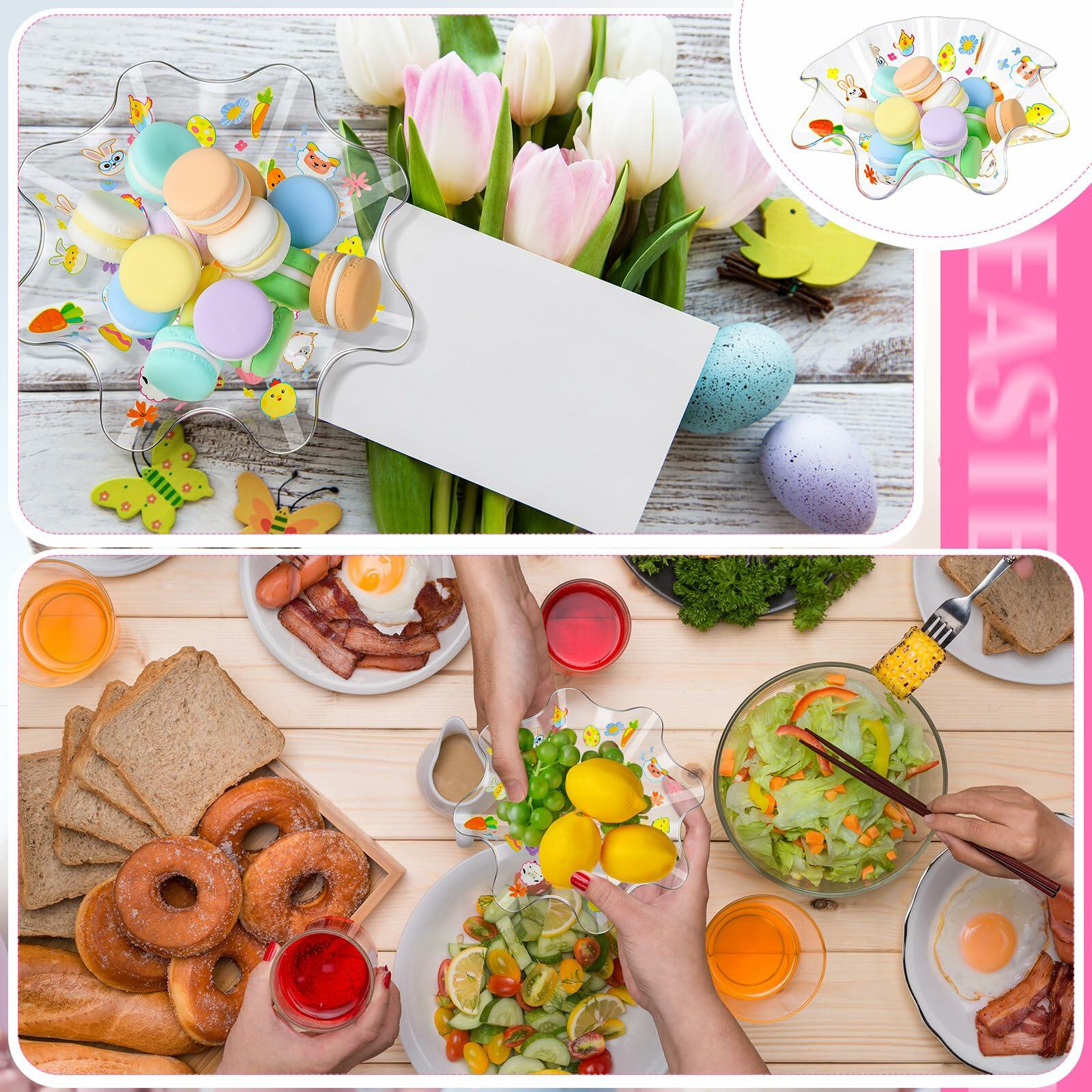 [Like New] Tioncy 4 Pcs Easter Bowls Egg Serving Plastic Candy Dish 8.3in Set