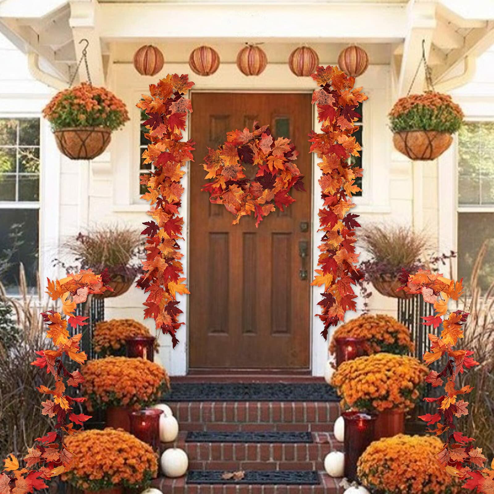 [Like New] RECUTMS 2Pcs Artificial Autumn Maple Leaves Garland 2.5FT Fall Decor