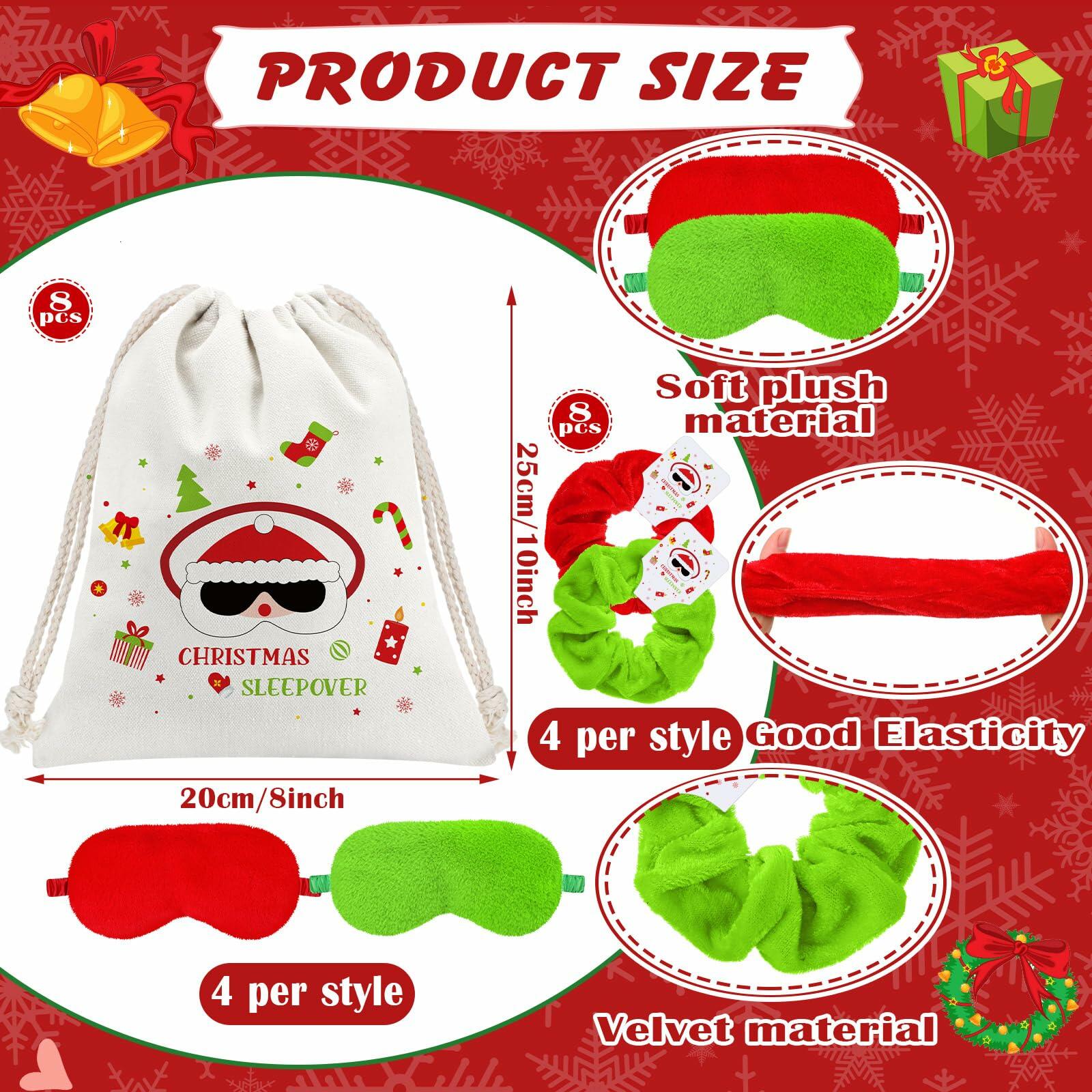 Bunnycool Christmas Hair Scrunchies & Sleep Eye Mask Set 24 Pcs