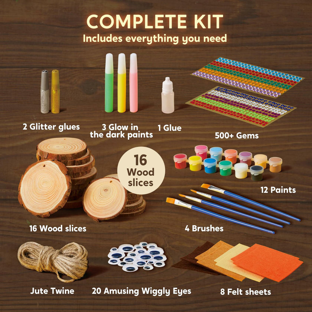 [Like_new] Klever Kits Wooden Painting Craft Kit Glow in Dark Wood Slices Kids Ages 6-12