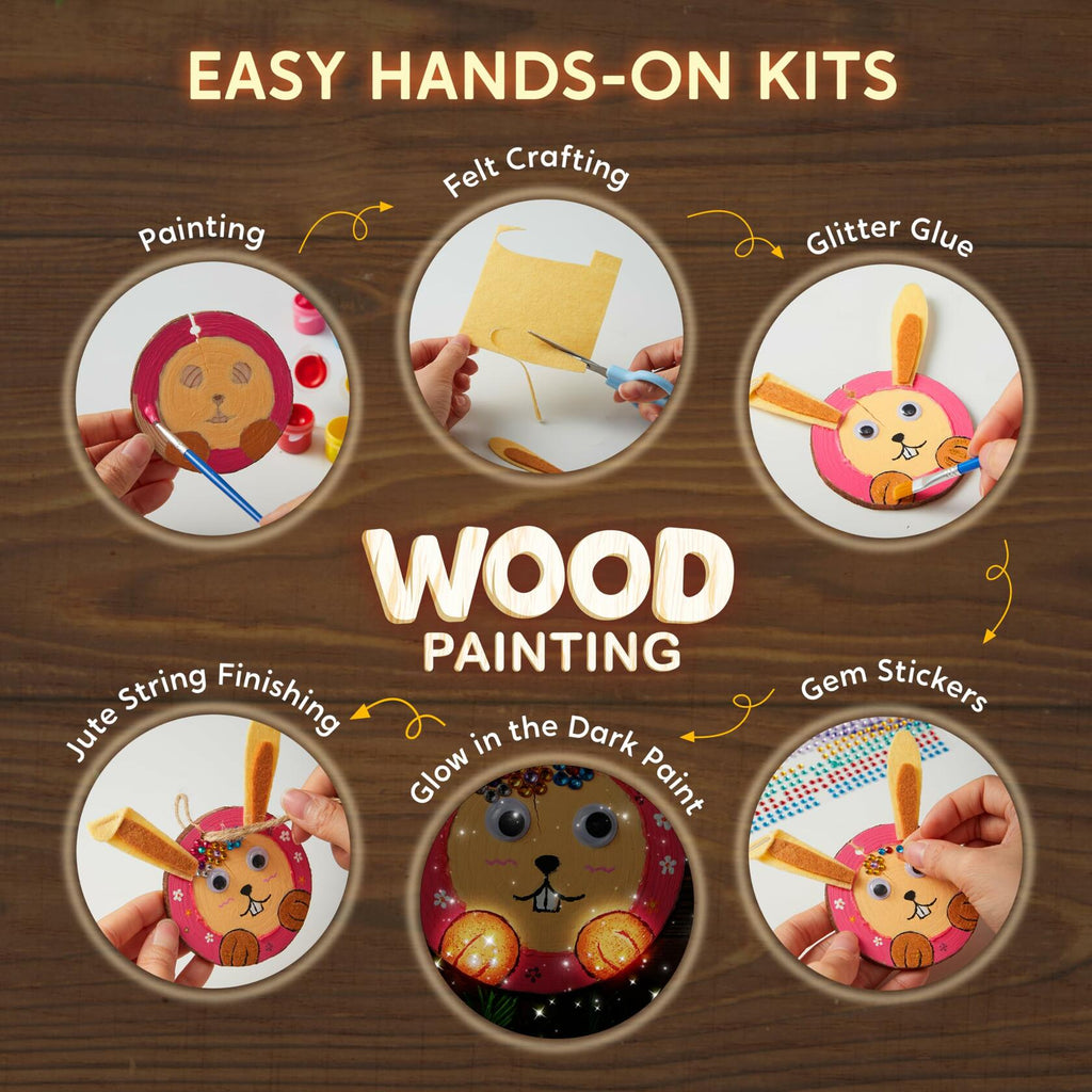 [Like_new] Klever Kits Wooden Painting Craft Kit Glow in Dark Wood Slices Kids Ages 6-12