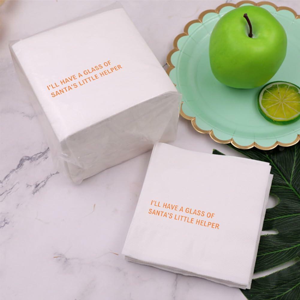 VOWFOO Funny Quotes Cocktail Napkins Holiday Party 4.5x4.5 100pcs 2-Ply